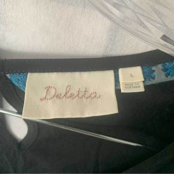 Anthropologie Deletta Ruffle Sleeveless Top Black L - Picture 3 of 6